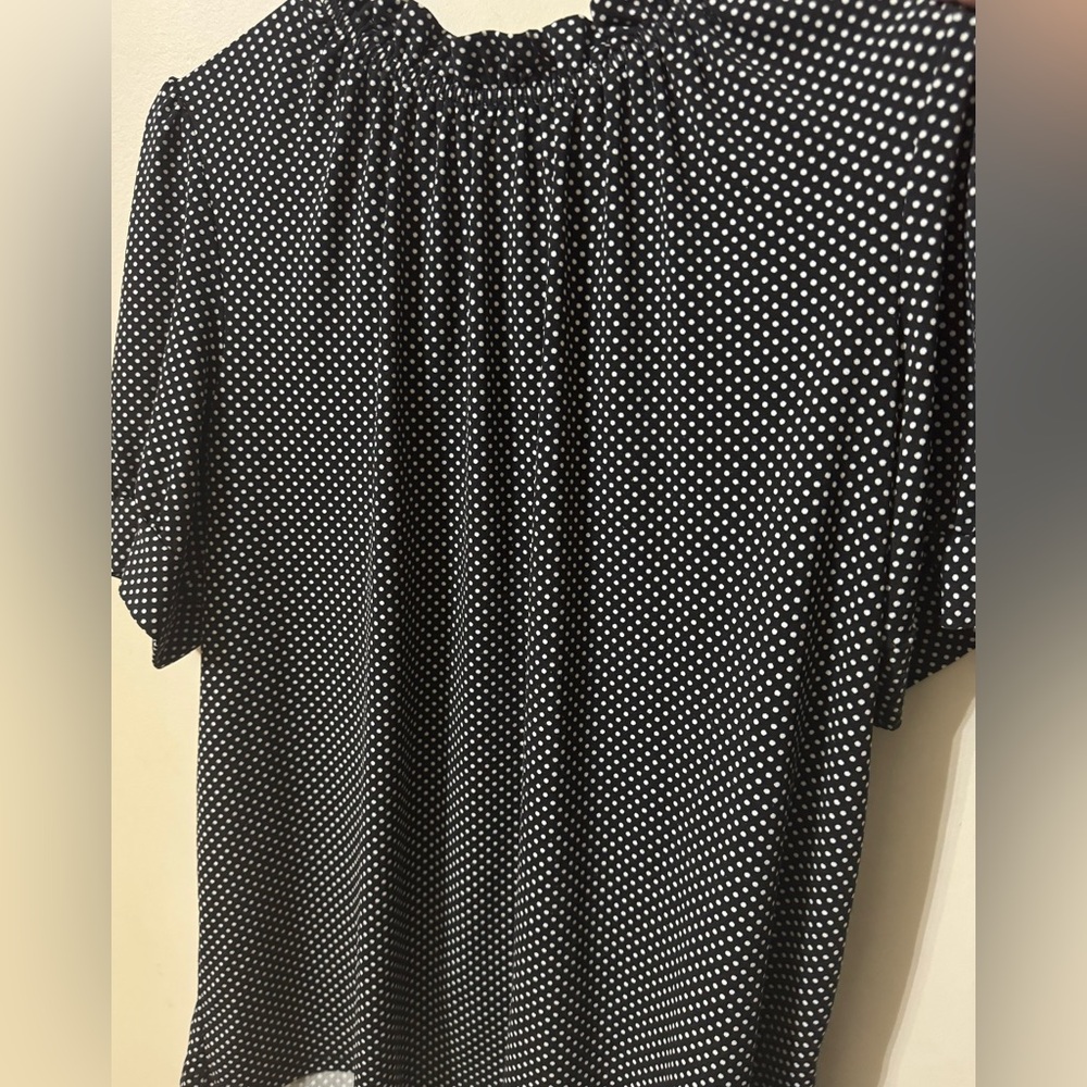 Adrianna Papell Black and White Polka Dot Shirt